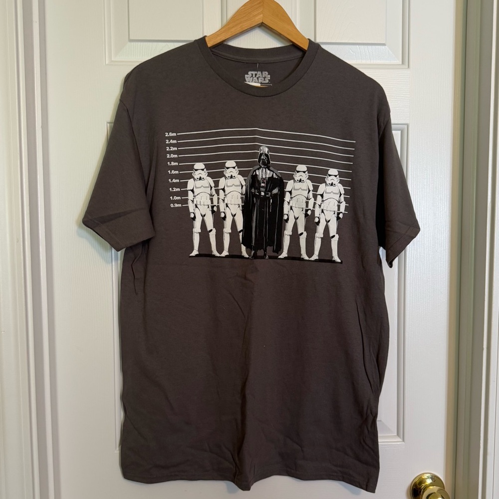 VTG Star Wars Darth Vader Stormtrooper Police Line Up Gray T-Shirt Size Large‎ - Picture 2 of 6